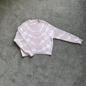 Cropped Sweater - Purple & White Distressed
